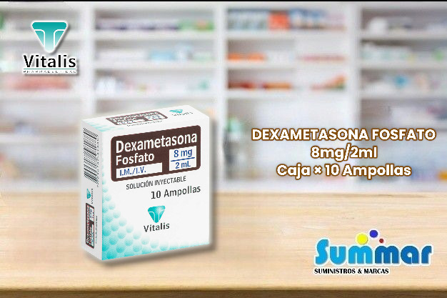 Dexametasona Fosfato 8mg/2ml Caja x 10 Ampollas VITALIS