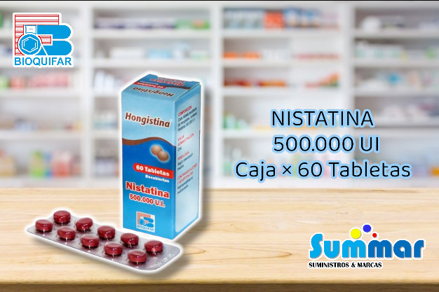 Hongistina 500.000 U.I. Caja x 60 Tabletas (Nistatina) BIOQUIFAR