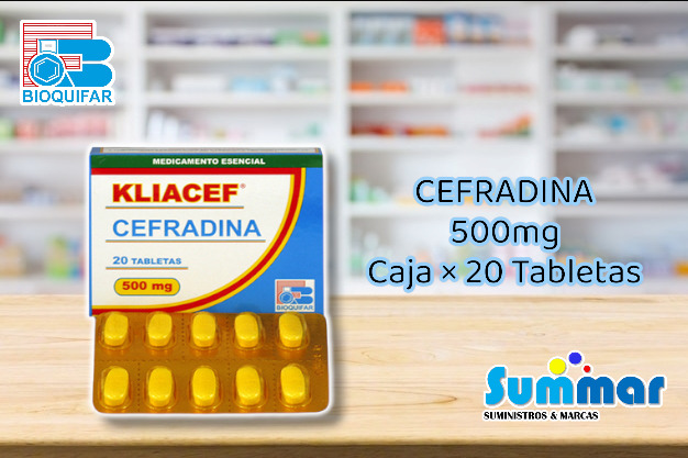 Kliacef 500mg Caja x 20 Tabletas (Cefradina) BIOQUIFAR