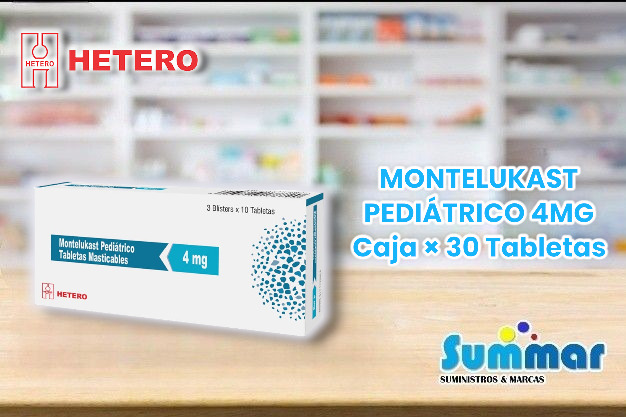 Montelukast Pediátrico 4mg Caja 30 Tabletas HETERO LABS LTDA