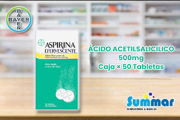 Aspirina Efervencete 500mg Caja x 50 Tabletas (Ácido Acetilsalicíco) BAYER