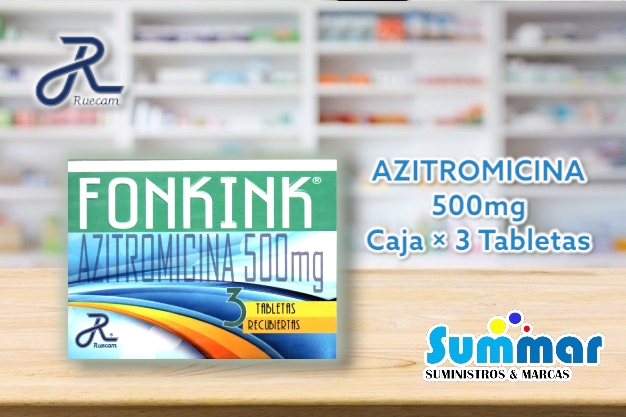 Fonkink 500mg Caja x 3 Tabletas (Azitromicina) RUECAM