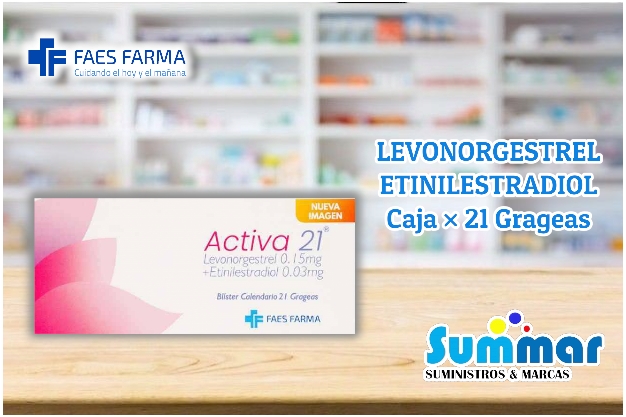 Activa 21 Caja x 21 Grajeas (Levonorgestrel Etinilestradiol) FAES FARMA