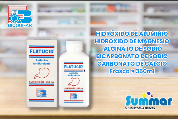 Flatucid Frasco x 360ml (Alginato Bicarbonato de Sodio Carbonato de Calcio) BIOQUIFAR