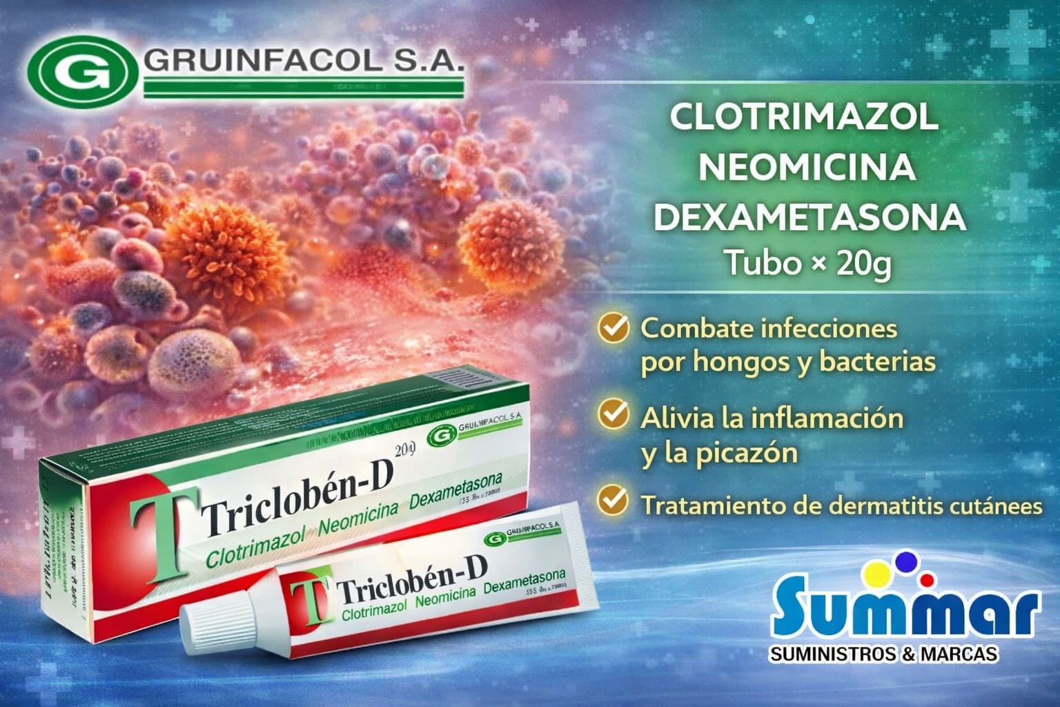 Tricloben-D Tubo x 20g (Clotrimazol Neomicina Dexametasona) GRUINFACOL