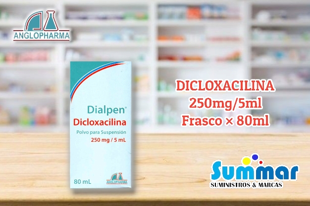 Dialpel 250mg/5ml Frasco x 80ml (Dicloxacilina) ANGLOPHARMA