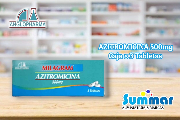 Milagram 500mg Caja x 3 Tabletas (Azitromicina9 ANGLOPHARMA