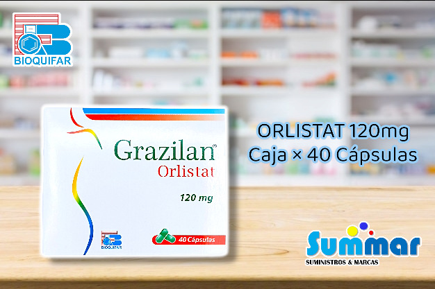 Grazilan 120mg Caja x 40 Cápsulas (Orlistat) BIOQUIFAR