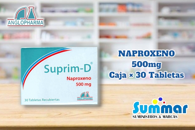 Suprim-D 500mg Caja x 30 tabletas (Naproxeno) ANGLOPHARMA