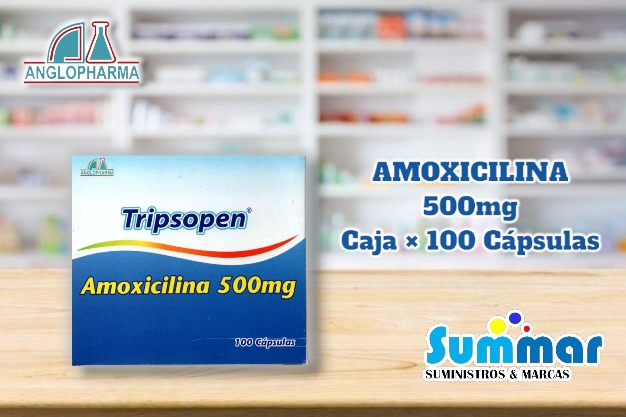 Tripsopen 500mg Caja x 100 Capsulas (Amoxicilina) ANGLOPHARMA