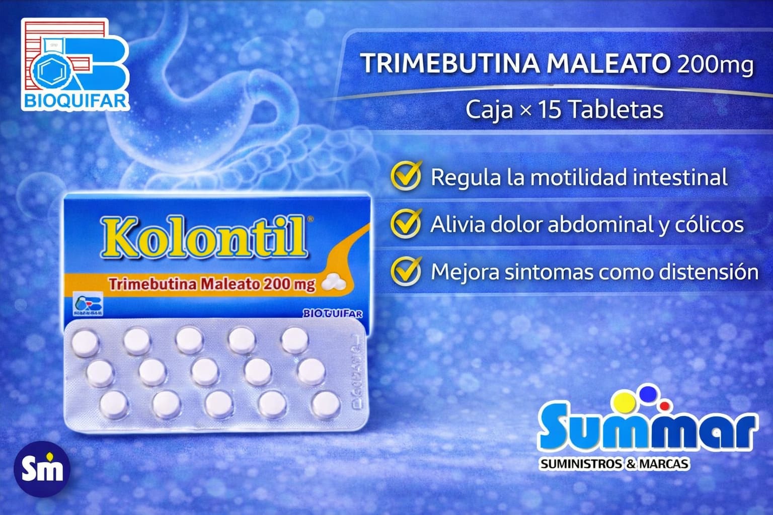 Kolantil 200mg Caja x 15 Tabletas BIOQUIFAR