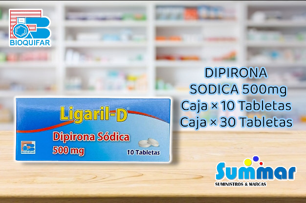 Ligaril D 500mg Caja x 30 Tabletas (Dipirona Sódica) BIOQUIFAR