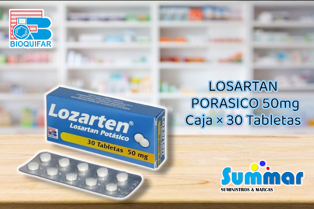 Losarten 50mg Caja x 30 Tabletas (Losartan) BIOQUIFAR