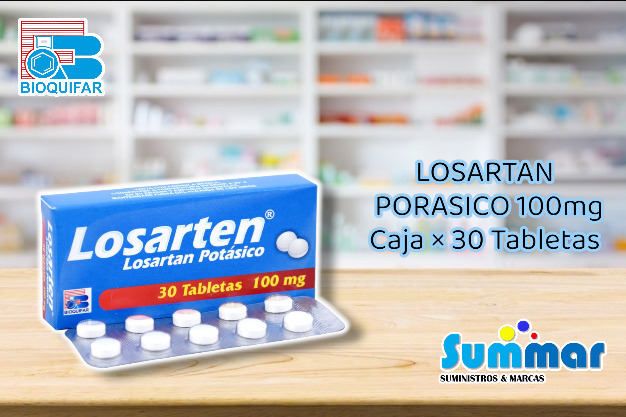 Losarten 100mg Caja x 30 Tabletas (Losartan) BIOQUIFAR