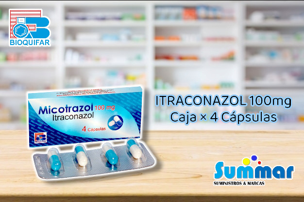 Micotrazol 100mg Caja x 4 Cápsulas (Itraconazol) BIOQUIFAR