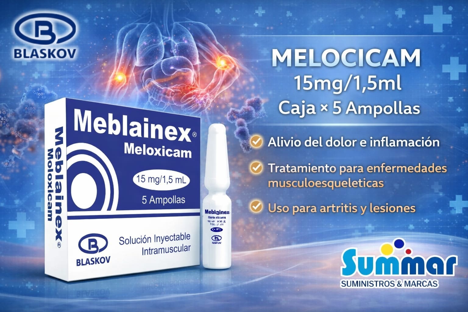 Meblainex 15mg Caja x 5 Ampollas (Meloxicam) BLASKOV