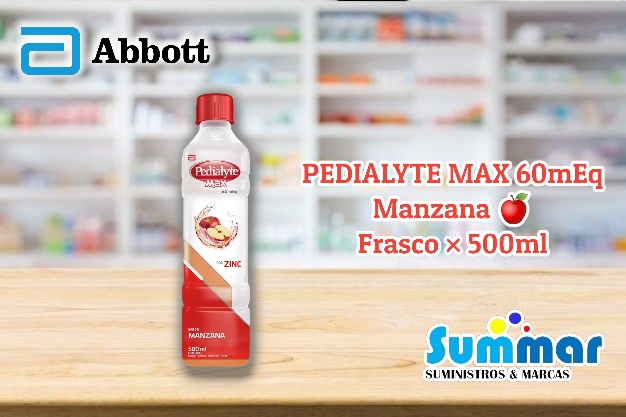 Pedialyte Max 60meq Sabor Manzana con Zinc Frasco x 500ml ABBOTT