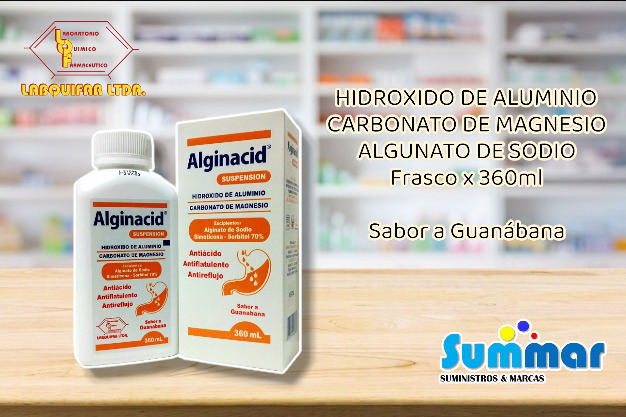 Alginacid Sabor a Guanábana Frasco x 360ml (Hidroxido de Aluminio Carbonato de Magnesio Alginato de Sodio) LABQUIFAR