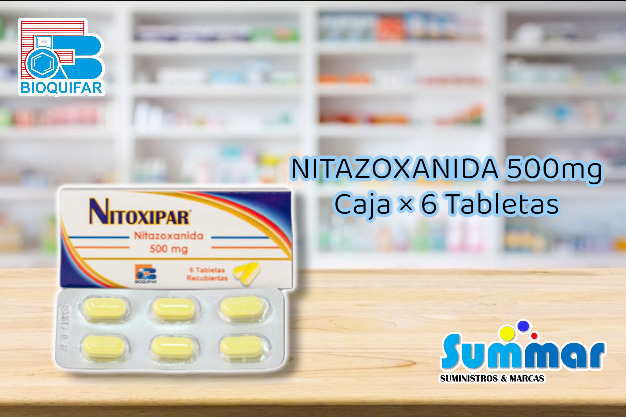 Nitoxipar 500mg Caja x 6 Tabletas (Nitazoxanida) BIOQUIFAR