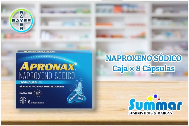 Apronax 275mg Caja x 8 Cápsulas Blandas (Naproxeno) BAYER