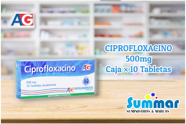 Ciprofloxacino 500mg Caja x 10 Tabletas reubiertas AG