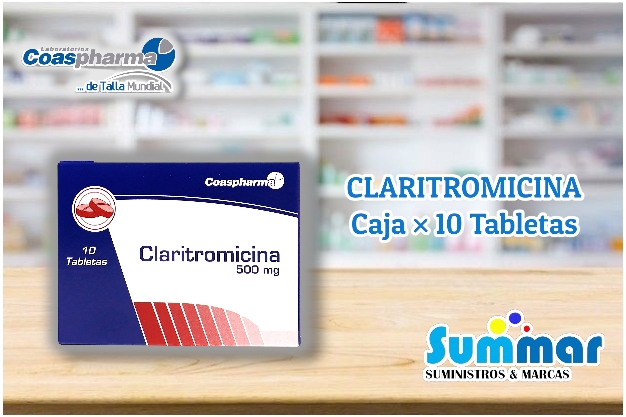 Claritromicina 500mg Caja x 10 Tabletas COASPHARMA