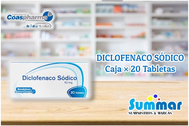 Diclofenaco Sódico 50mg Caja x 20 Tabletas COASPHARMA