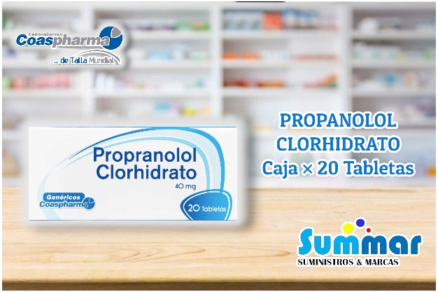 Propanolol Clorhidrato 40mg Caja x 20 Tabletas COASPHARMA