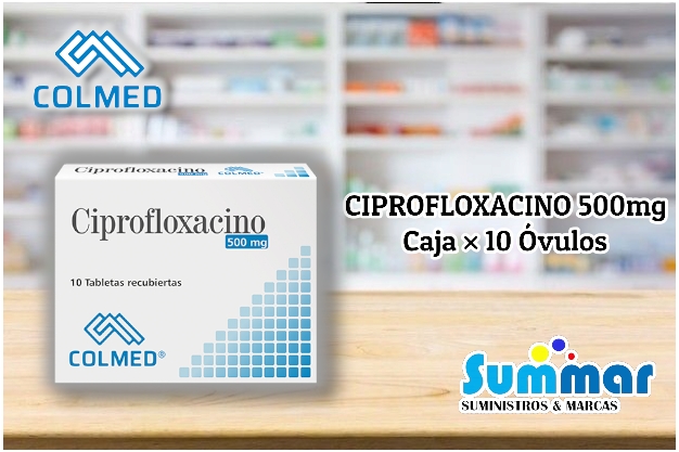 Ciprofloxacino 500mg Caja x 10 Tabletas Recubiertas COLMED INTERNATIONAL