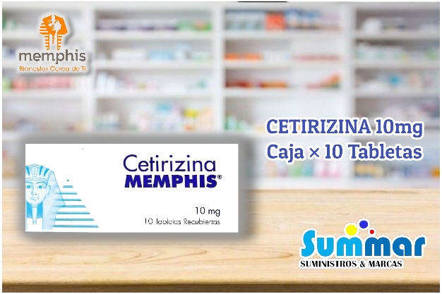 Cetirizina 10mg Caja x 10 Tabletas Recubiertas MEMPHIS