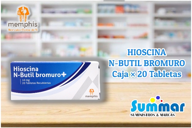 Hioscina N-Butil bromuro 10mg Caja x 20 Tabletas Recubiertas MEMPHIS