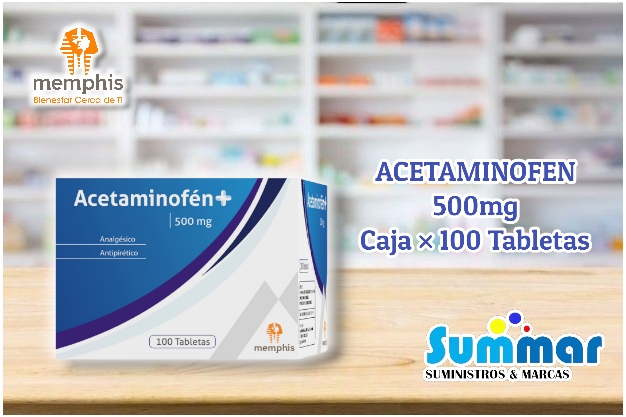 Acetaminofen 500mg Caja x 100 Tabletas MEMPHIS