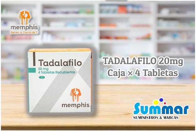 Tadalafilo 20mg Caja x 4 Tabletas Recubiertas MEMPHIS