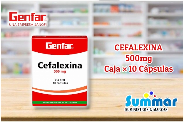 Cefalexina 500mg Caja x 10 Cápsulas GENFAR