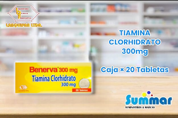 Benerva 300mg Caja x 20 Tabletas (Tiamina) LABQUIFAR