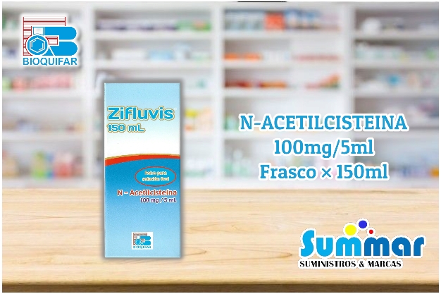 Zifluvis 100mg/5ml Polvo para solución oral Frasco x 150ml (N-Acetilcisteina) BIOQUIFAR