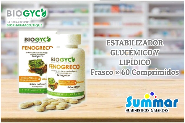 Fenogreco + Vitamina C Frasco x 60 Discos (Estabilizador Glucémico y lipídico) BIOGYC