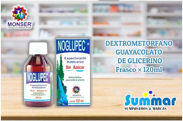 Noglupec Expectorante Antitusivo Sin Azúcar Frasco x 120ml (Destrometorfano Guayacolato) MONSER