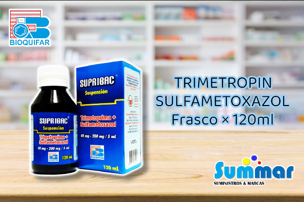 Supribac 40mg/200mg/5ml Frasco x 120ml (Sulfametoxazol Trimetoprim) BIOQUIFAR