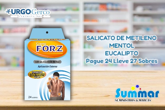 Crema Forz Caja Pague 24 lleve 27 Sobres (Salicato de metileno Mentol Eucalipto) GERCO
