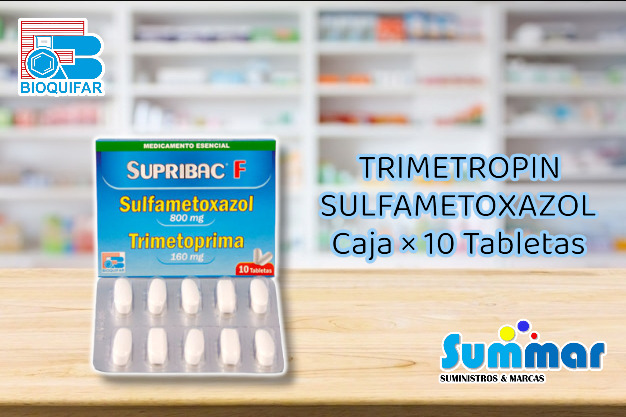 Supribac F 160mg/800mg Caja x 10 Tabletas (Trimetropim Sulfametoxazol) BIOQUIFAR