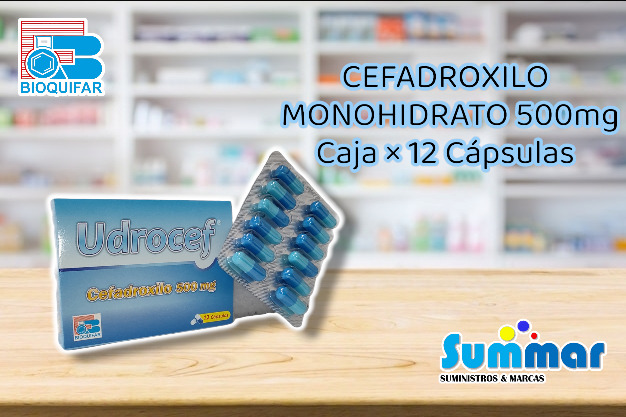 Udrocef 500mg Caja x 12 Cápsulas (Cefadroxilo) BIOQUIFAR