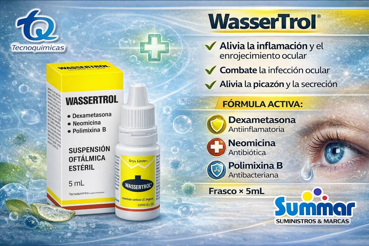 Wassertrol Solución Oftálmica Frasco x 5ml (Dexametasona Neomicina Polimicina B) TQ