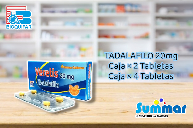 Verelis 20mg Caja x 2 Tabletas (Tadalafilo) BIOQUIFAR