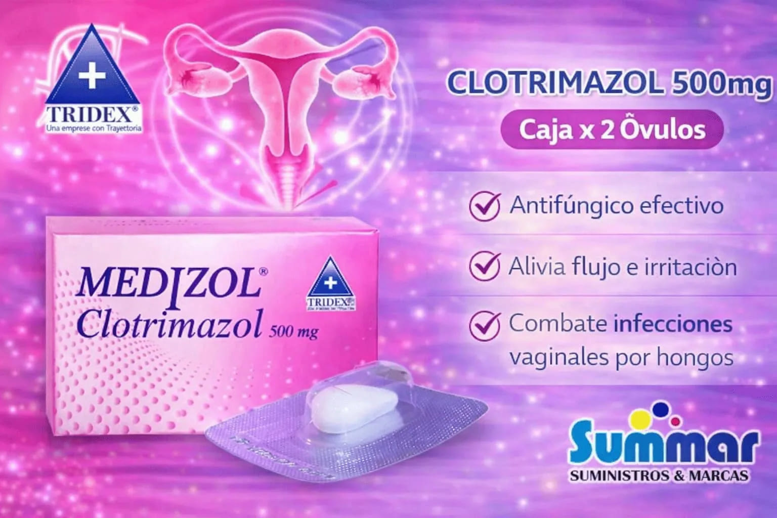Medizol® 500mg Caja x 2 Óvulos (Clotrimazol) TRIDEX