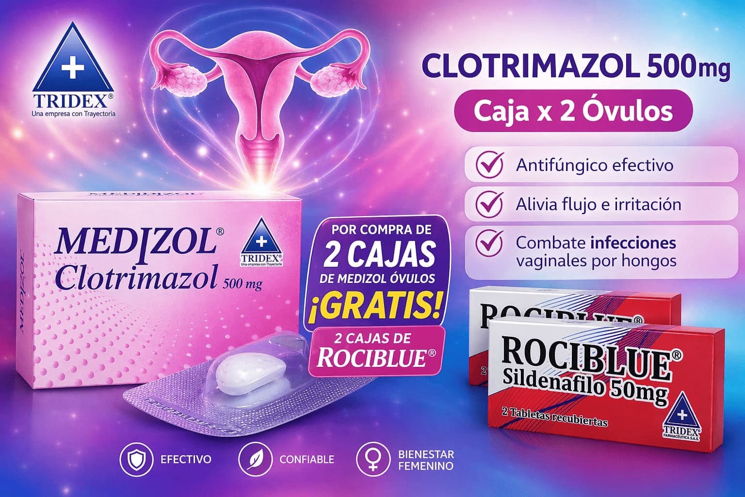 Medizol® 500mg Caja x 2 Óvulos (Clotrimazol) TRIDEX