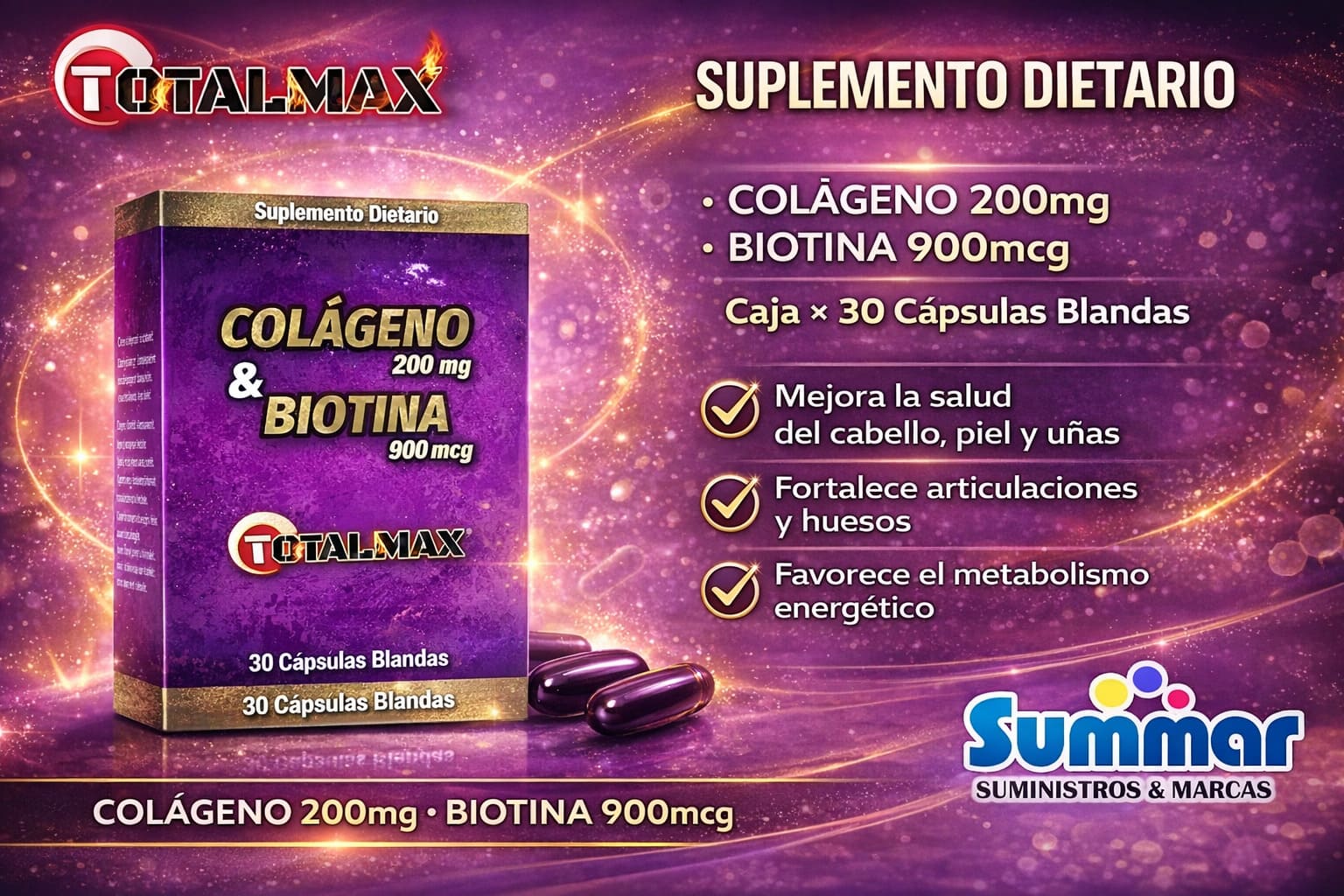 Colageno & Biotina Caja x 30 Cápsulas Blandas TOTALMAX